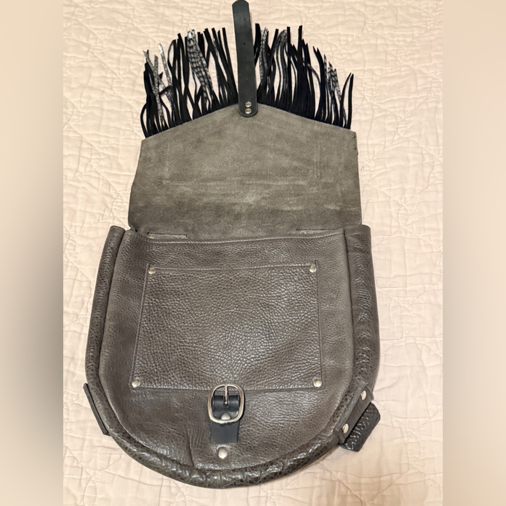 Bird Trouble Sarah J Convertible Leather Backpack Crossbody Handmade Fringe Boho - Picture 2 of 7